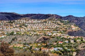 Panoramic view of the Palisades from the air.